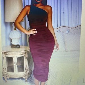 Oh Polly Ruched MIDI Bodycon Dress